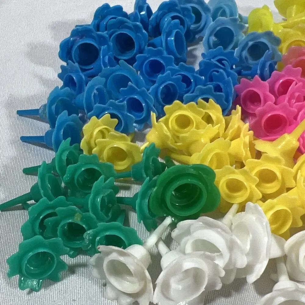 Vintage Cake Candle Holders Petal Flowers Multicolor Pink Blue Yellow Green 90+